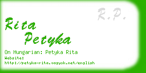 rita petyka business card
